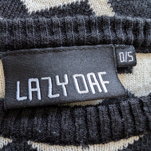 Lazy Oaf Unisex One Size Black White Abstract Geometric Pullover L/S Sweater - Picture 9 of 10